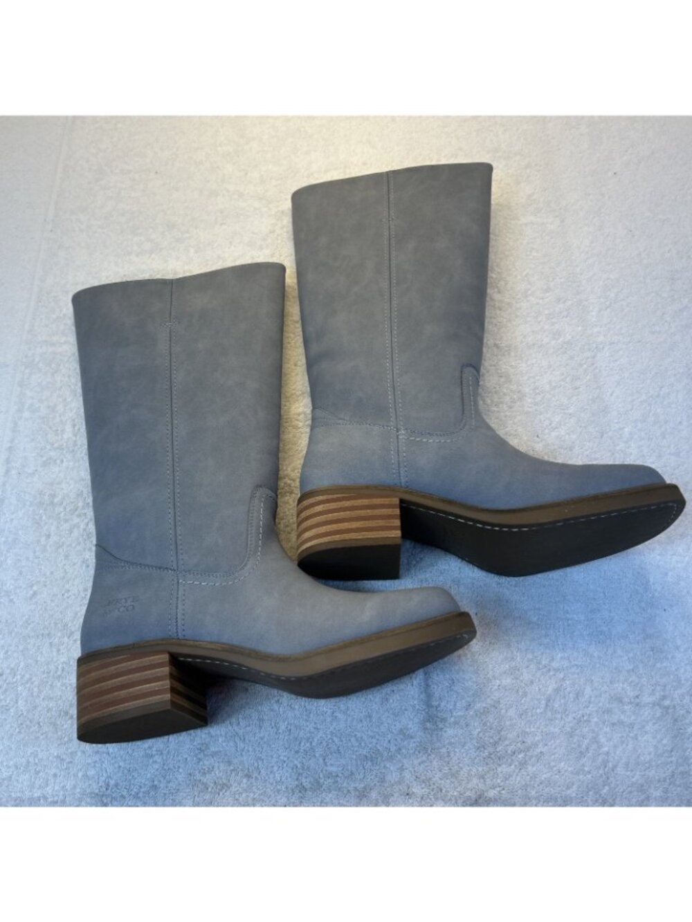Frye Miranda 14 Riding Boots Knee High Western Dusty Blue Vegan Women Sz 9.5 NEW - Picture 3 of 13
